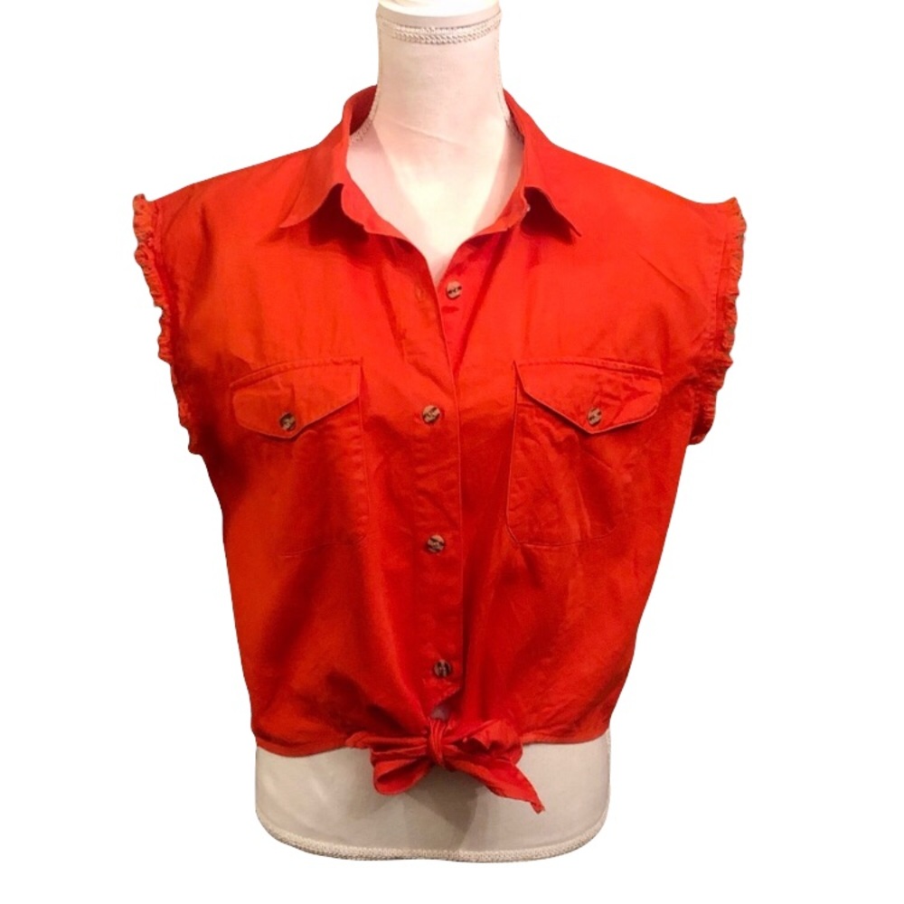 Women’s Orange Biker Wear “Route 66” Button-Up Vest